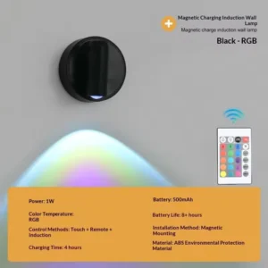 Luz LED Magnética Recarregável Sem Fio com Interruptor Táctil