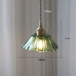 Lustre Pendente de Vidro Floral com Base de Cobre - Iluminação Moderna