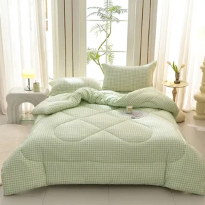 Manta Acolchoada de Microfibra Quente para Todas as Estações - 220x240cm - 200x230cm 3kg, Célula Verde