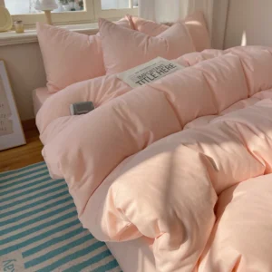 Conjunto de Roupa de Cama 4 Peças 100% Algodão - Solteiro, Casal, Queen e King - Rosa Cremoso, Tamanho Casal 4 peças