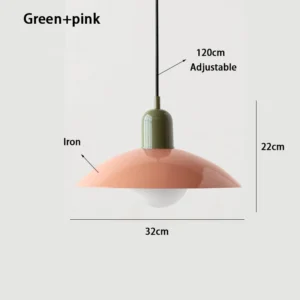 Lustre Pendente Art Deco Moderno para Sala de Jantar e Estudo - green and pink
