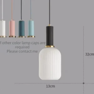 Luminária Pendente Vintage de Vidro Colorido para Sala e Jantar - Suporte preto para branco