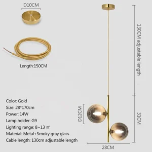 Luminária Pendente Moderna em Vidro para Decoração de Ambientes