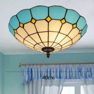 Lustre Tiffany Azul Mediterrâneo para Teto - Decoração Retro