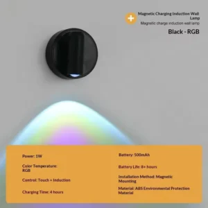 Luz LED Magnética Recarregável Sem Fio com Interruptor Táctil