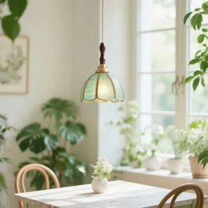 Luminária Pendente Vintage de Vidro Colorido com Luz LED para Cozinha e Sala