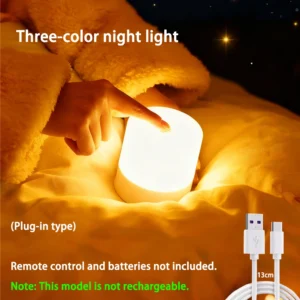 Luz Noturna LED Recarregável e Plug-in com Tela Sensível ao Toque - Não Recarregável