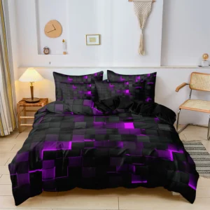 Conjunto de Cama Luxuoso com Estampa Geométrica - 3 Peças