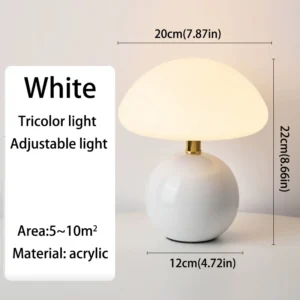 Candeeiro de Mesa Cogumelo USB - Luz Noturna Decorativa