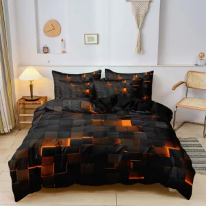 Conjunto de Cama Luxuoso com Estampa Geométrica - 3 Peças