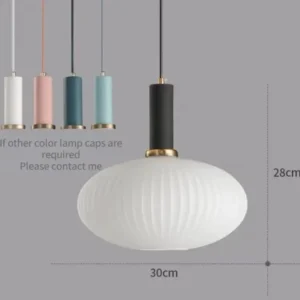 Luminária Pendente Vintage de Vidro Colorido para Sala e Jantar - Suporte preto para C branco