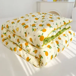 Manta de Algodão Lavado Dupla Camada para Todas as Estações - Colcha de verão 150x200cm cerca de -18kg, Laranja Pequena [Qualidade inspecionada e lavável]