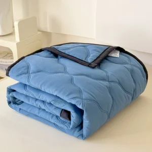 Edredom de Algodão Lavável para Verão - Solteiro e Casal - Tamanho infantil de 100x150cm, Azul Cinza Leste