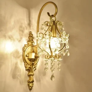 Lâmpada de Parede Cristal Moderna em Ouro para Sala e Quarto