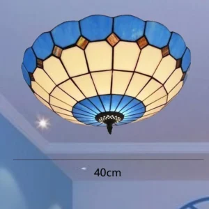 Lustre Tiffany Azul Mediterrâneo para Teto - Decoração Retro