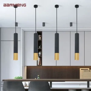 Lustre Pendente LED Moderno para Sala e Quarto - Preto e Ouro