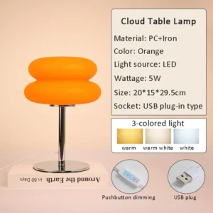 Luminária de Mesa LED Macaron com Dimerização e Luz Noturna Suave