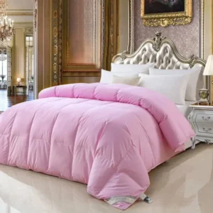 Colcha de Algodão Acolchoada com Penas de Ganso - Inverno - 200x230cm 3kg, ROSA