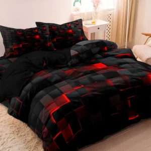 Conjunto de Cama Luxuoso com Estampa Geométrica - 3 Peças