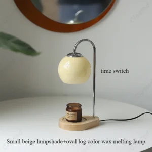 Lâmpada de Mesa Regulável LED Sem Fumaça em Madeira Maciça - Interruptor de Tempo-1, Plugue Austrália