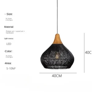 Lustre Pendente de Vime 60cm para Sala e Quarto - Estilo Chinês