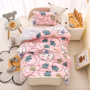 Colcha Infantil Lavável de Algodão para Todas as Estações - Colcha de Verão 120x150cm 15kg, Coelhinho de Frutas Vermelhas