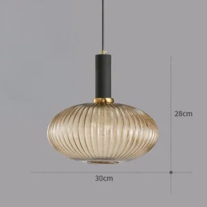 Luminária Pendente Vintage de Vidro Colorido para Sala e Jantar - Suporte preto Gold C