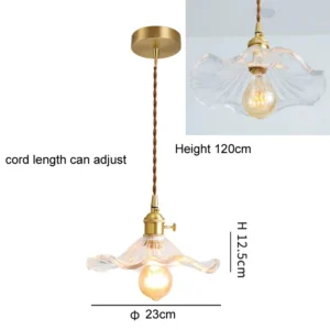 Lustre Pendente de Vidro Floral com Base de Cobre - Iluminação Moderna