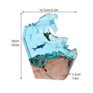 Figuras de Organismos Marinhos em Resina - Luz Noturna Decorativa - Surfer 20cm