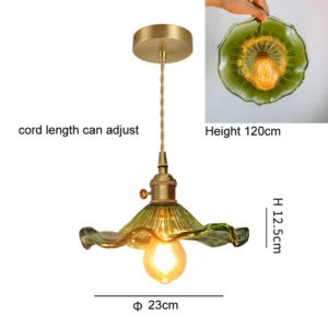 Lustre Pendente de Vidro Floral com Base de Cobre - Iluminação Moderna