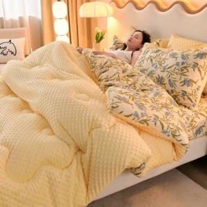 Cobertor de Microfibra Quente com Gorro de Veludo 3D - Conforto e Estilo - Flor Azul, Rei (200X230cm) 2.8kg