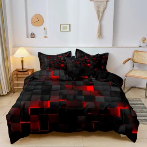 Conjunto de Cama Luxuoso com Estampa Geométrica - 3 Peças