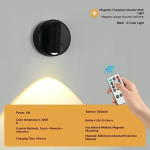 Luz LED Magnética Recarregável Sem Fio com Interruptor Táctil