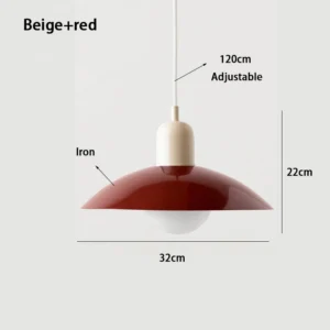 Lustre Pendente Art Deco Moderno para Sala de Jantar e Estudo - beige and red