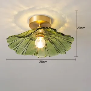 Lustre Pendente de Vidro Floral com Base de Cobre - Iluminação Moderna