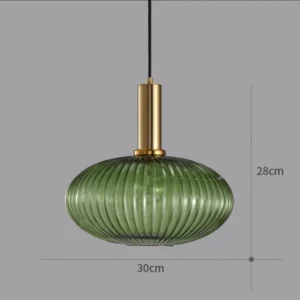 Luminária Pendente Vintage de Vidro Colorido para Sala e Jantar - Tipo C Verde