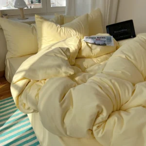 Conjunto de Roupa de Cama 4 Peças 100% Algodão - Solteiro, Casal, Queen e King - Cremoso, Tamanho King 4 peças