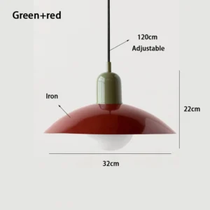 Lustre Pendente Art Deco Moderno para Sala de Jantar e Estudo - green and red