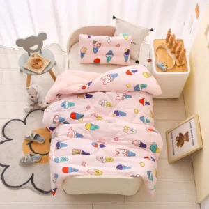 Colcha Infantil Lavável de Algodão para Todas as Estações - Colcha Primavera e Outono 150x200cm 45 libras, Sorvete em Pó