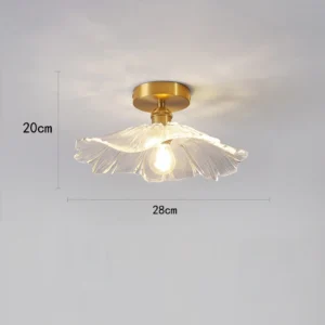 Lustre Pendente de Vidro Floral com Base de Cobre - Iluminação Moderna