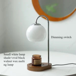 Lâmpada de Mesa Regulável LED Sem Fumaça em Madeira Maciça - Interruptor Regulável-5, Plugue EUA