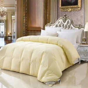 Colcha de Algodão Acolchoada com Penas de Ganso - Inverno - 150x200cm 2kg, Amarelo