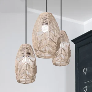 Abajur de Corda Imitação Rattan para Teto - Estilo Vintage