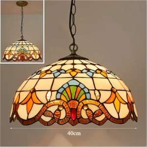 Lustre Tiffany Nórdico de Vidro para Cozinha e Sala de Jantar E27 - Luz Quente