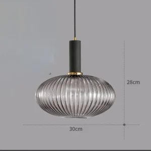 Luminária Pendente Vintage de Vidro Colorido para Sala e Jantar - Suporte preto cinza C