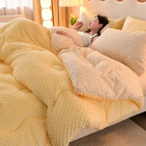 Cobertor de Microfibra Quente com Gorro de Veludo 3D - Conforto e Estilo - Amarelo, Solteiro (150X200cm) 2.3kg