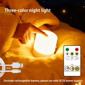 Luz Noturna LED Recarregável e Plug-in com Tela Sensível ao Toque - Recarregável Tricolor