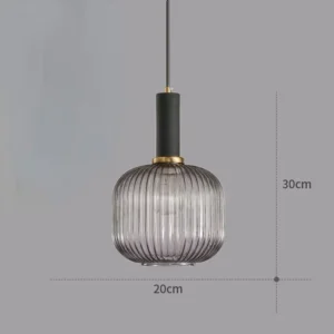 Luminária Pendente Vintage de Vidro Colorido para Sala e Jantar - Suporte preto cinza B