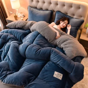Edredom de Inverno Dupla Face em Flanela - Conforto e Estilo para Seu Quarto - Azul, 1,5x2,0m 2kg
