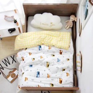 Colcha Infantil Lavável de Algodão para Todas as Estações - Colcha de Outono e Inverno 120x150cm 35 libras, Ponto de Ônibus Q